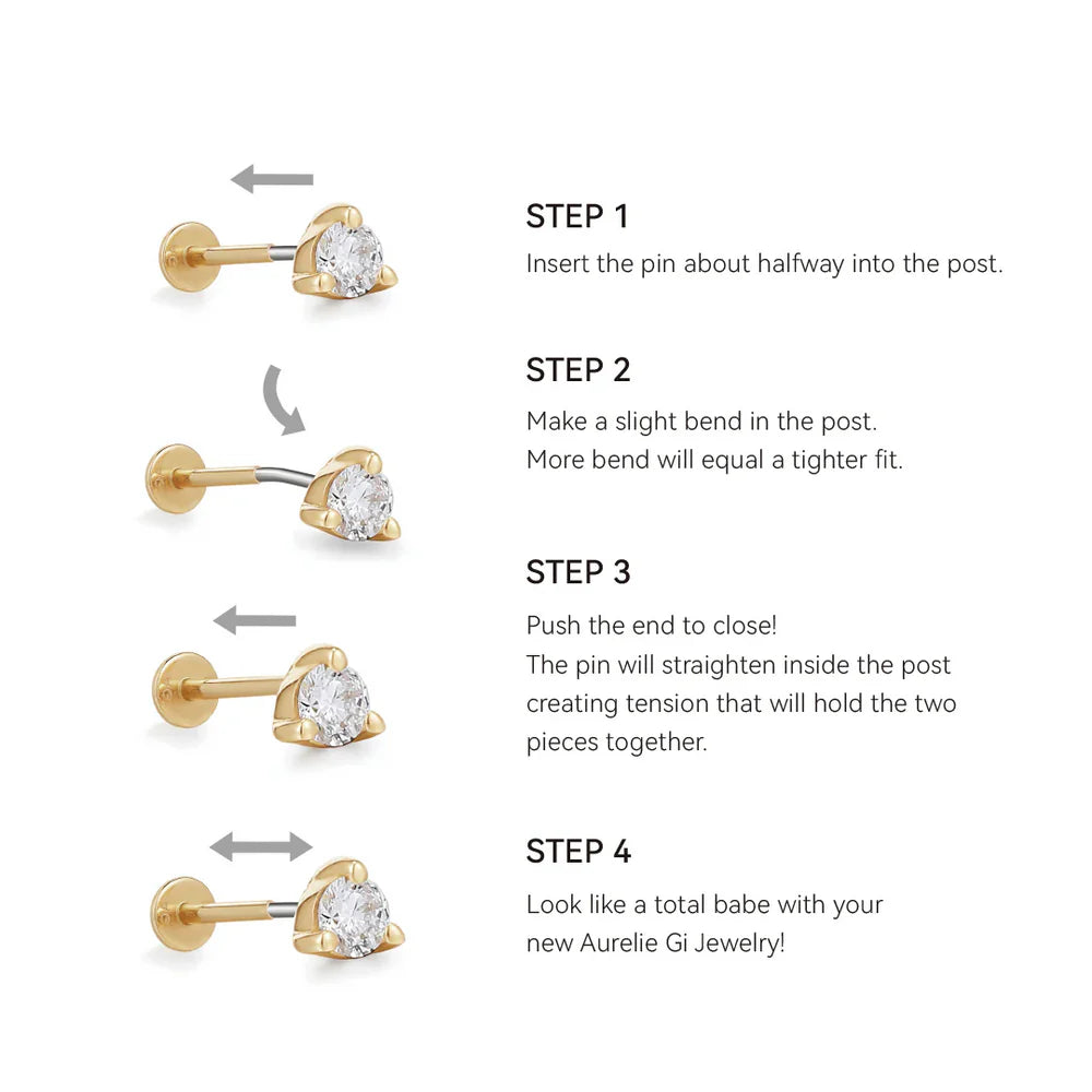 Lab Grown Diamond Threadless Flatback Earring