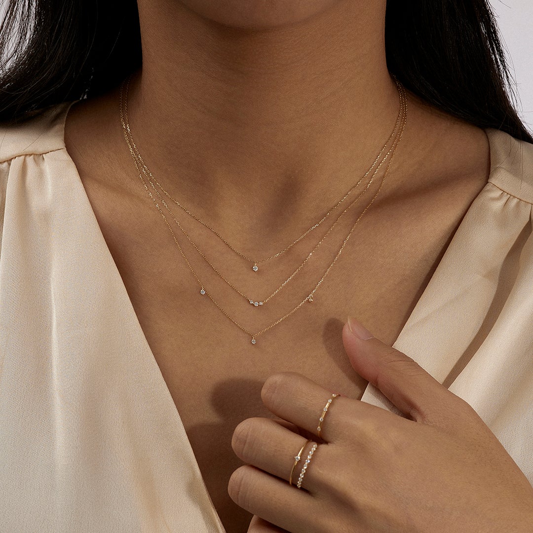 CRESSIDA | Floating Triple Diamond Necklace Necklaces AURELIE GI
