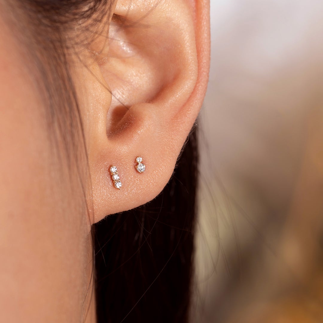 AGNES | Triple Diamond Single Stud Studs AURELIE GI