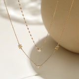 NOLA | Diamond Bezel Necklace with Dual Chain Necklaces AURELIE GI 