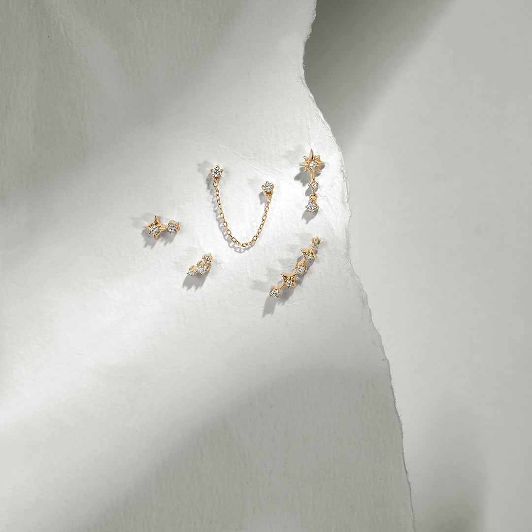 ESTELLE | Double Diamond Chain Drop Earring Earrings AURELIE GI