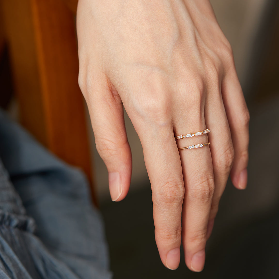 Selena | Baguette and Round White Sapphire Ring Rings AURELIE GI