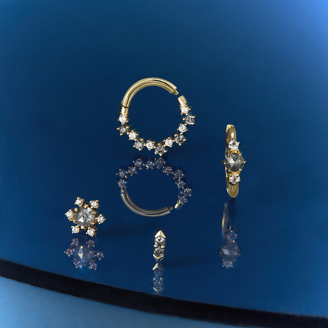 VEGA | Grey Diamond and White Sapphire Clicker Hoop