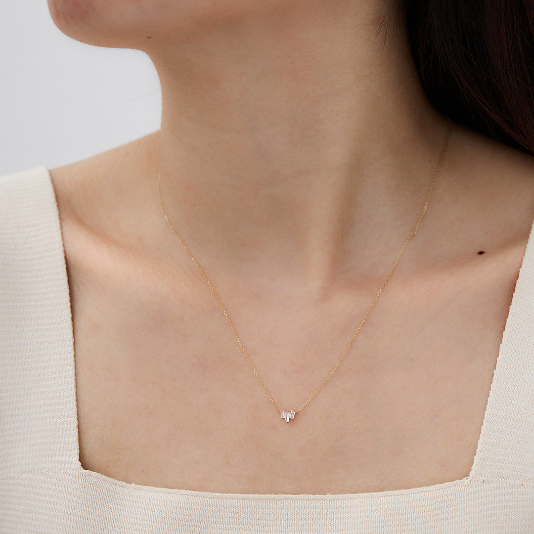 Jaci | Baguette White Sapphire Necklace Necklaces AURELIE GI