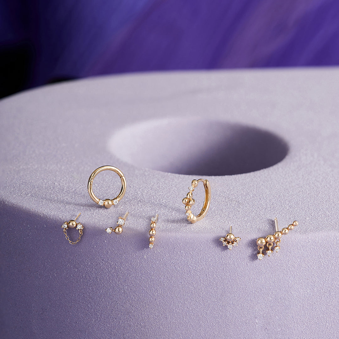 KORA | Dangling Lab Grown Diamond Beaded Climber Stud Earring