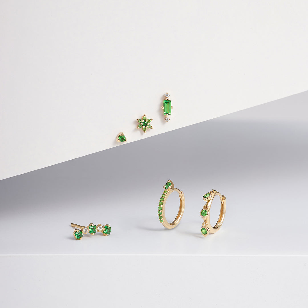 PAZ | Tsavorite Pyramid Threadless Flatback Earring