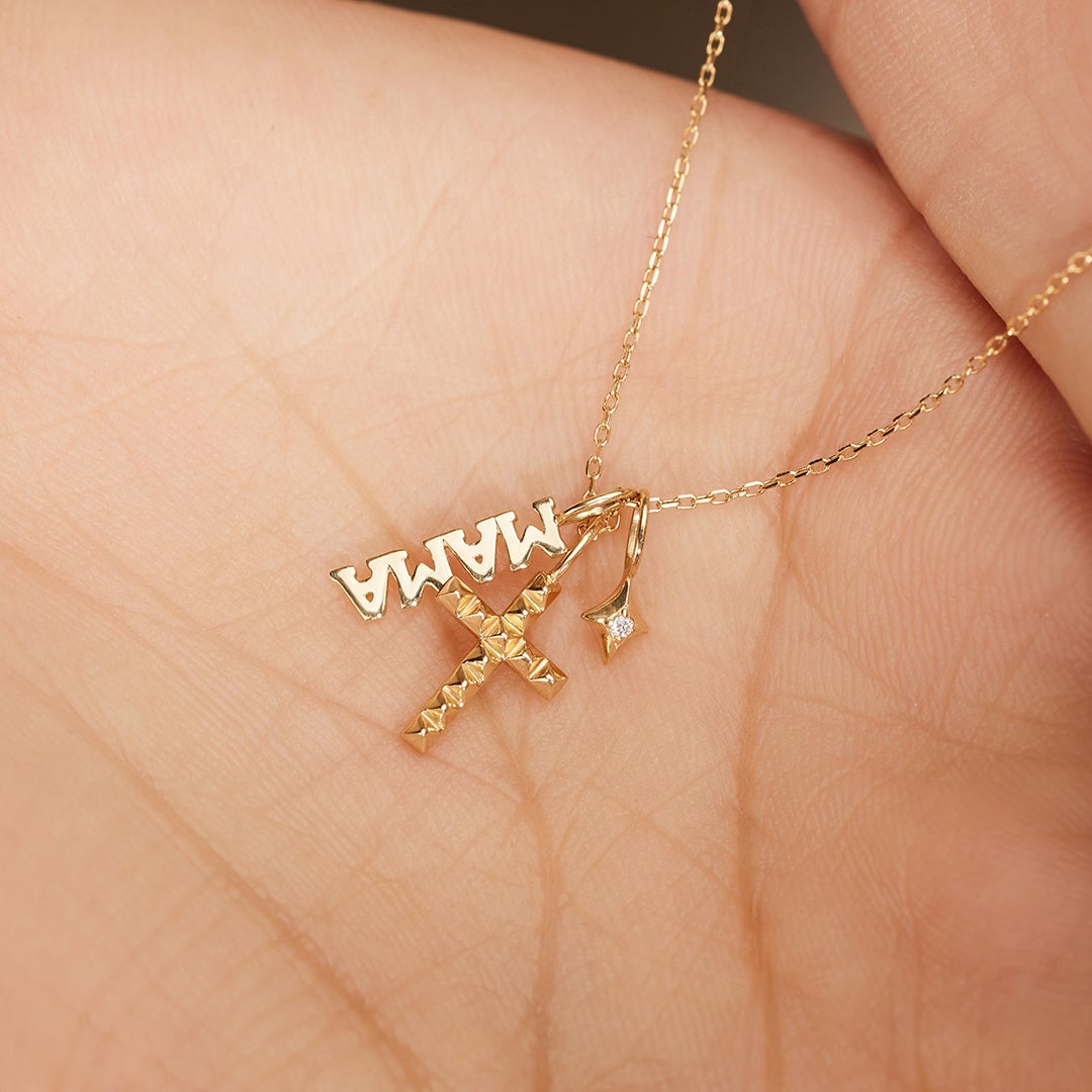 MAMA | Tiny Script Mama Pendant Necklaces AURELIE GI