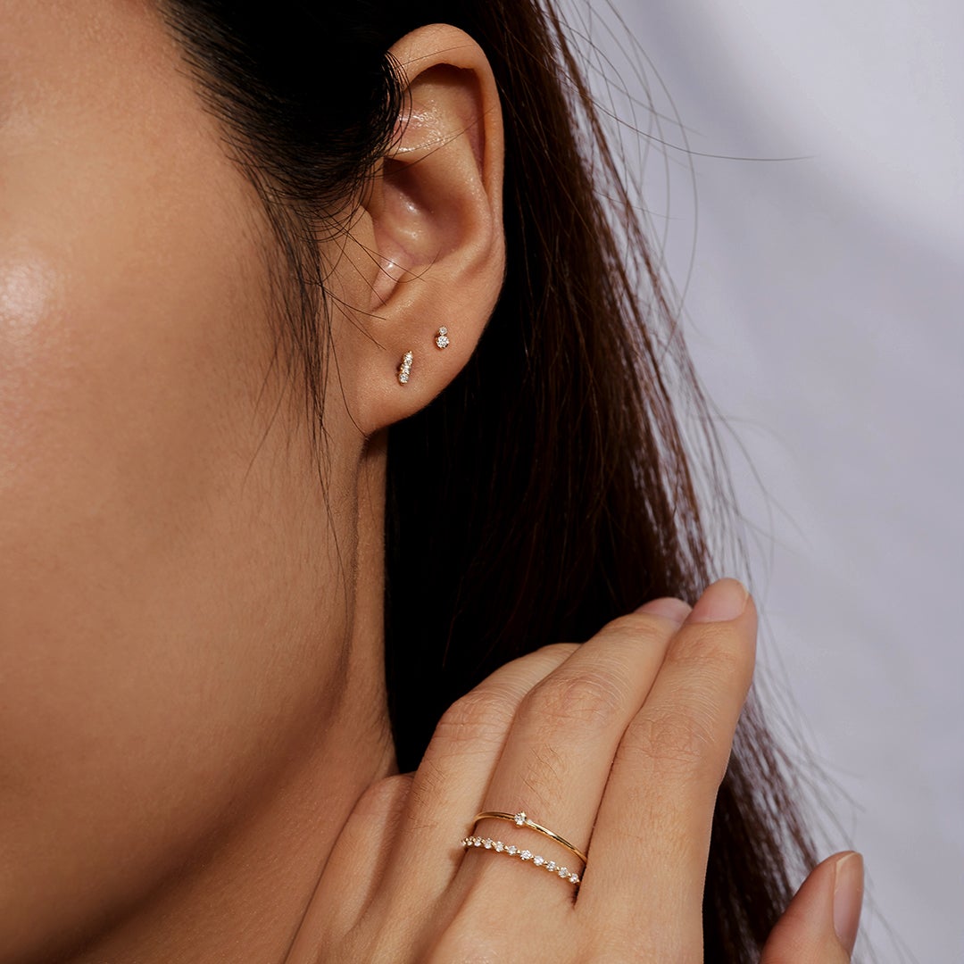 AVERY | Double Diamond Single Stud Studs AURELIE GI