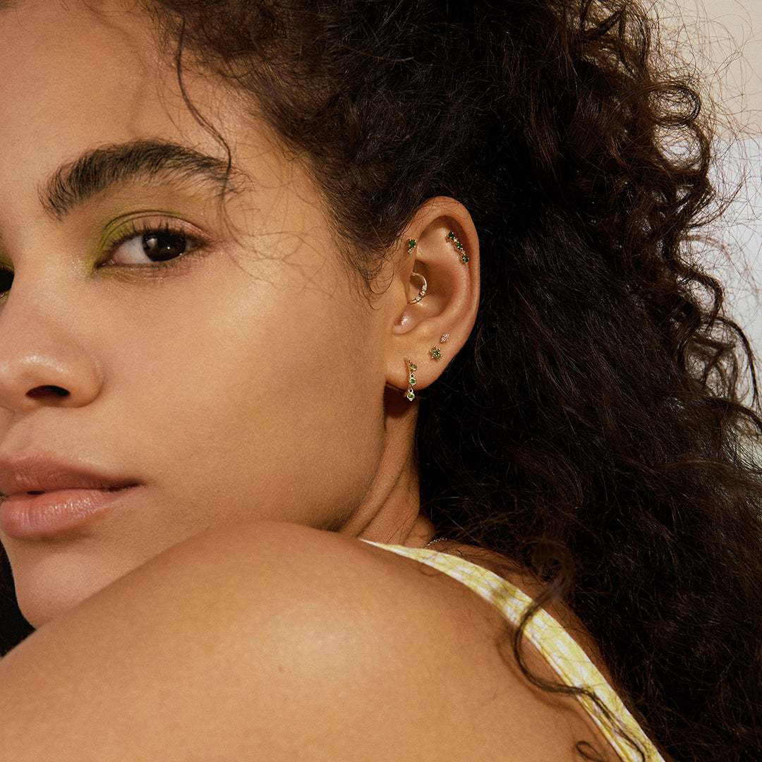 PAZ | Tsavorite Pyramid Threadless Flatback Earring