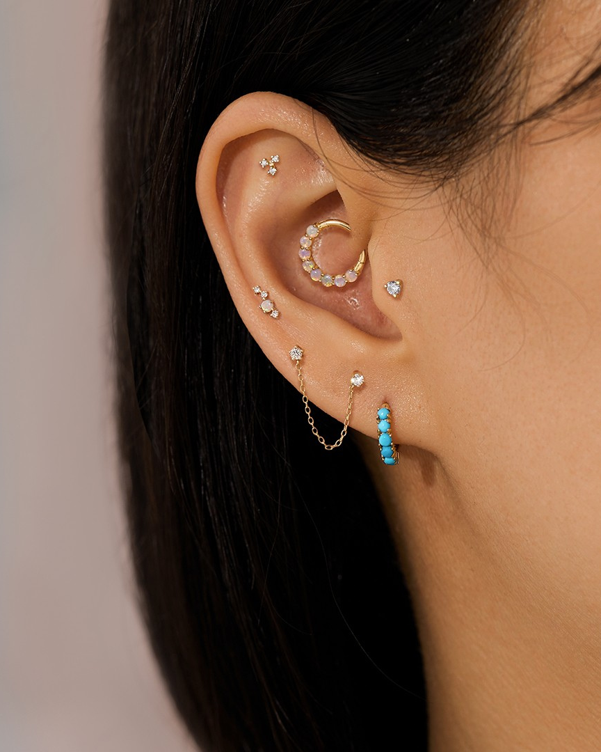 VENUS | Single Opal And Diamond Threadless Flatback Earring