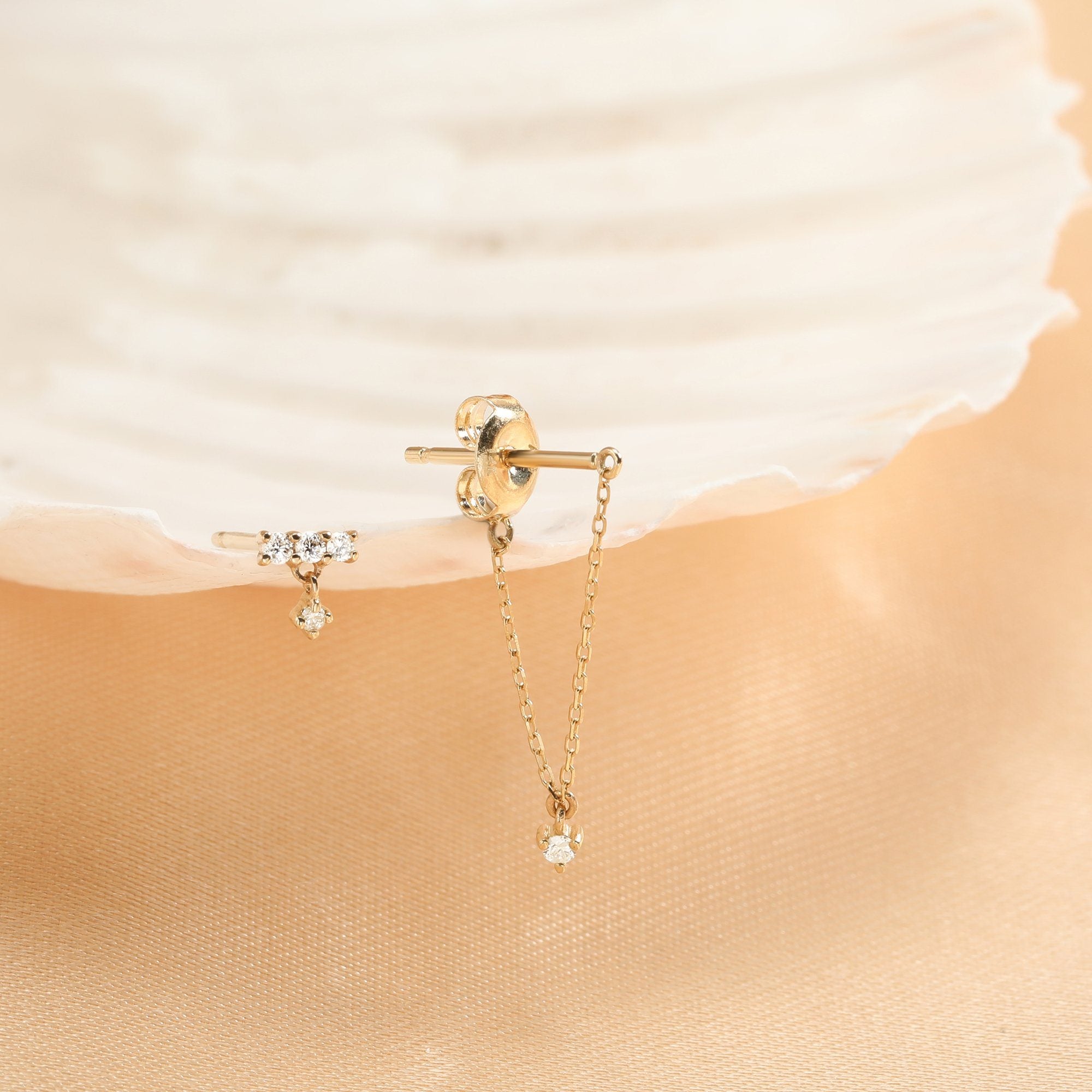 LAUREL | Diamond Chain Earrings Drop Earrings AURELIE GI