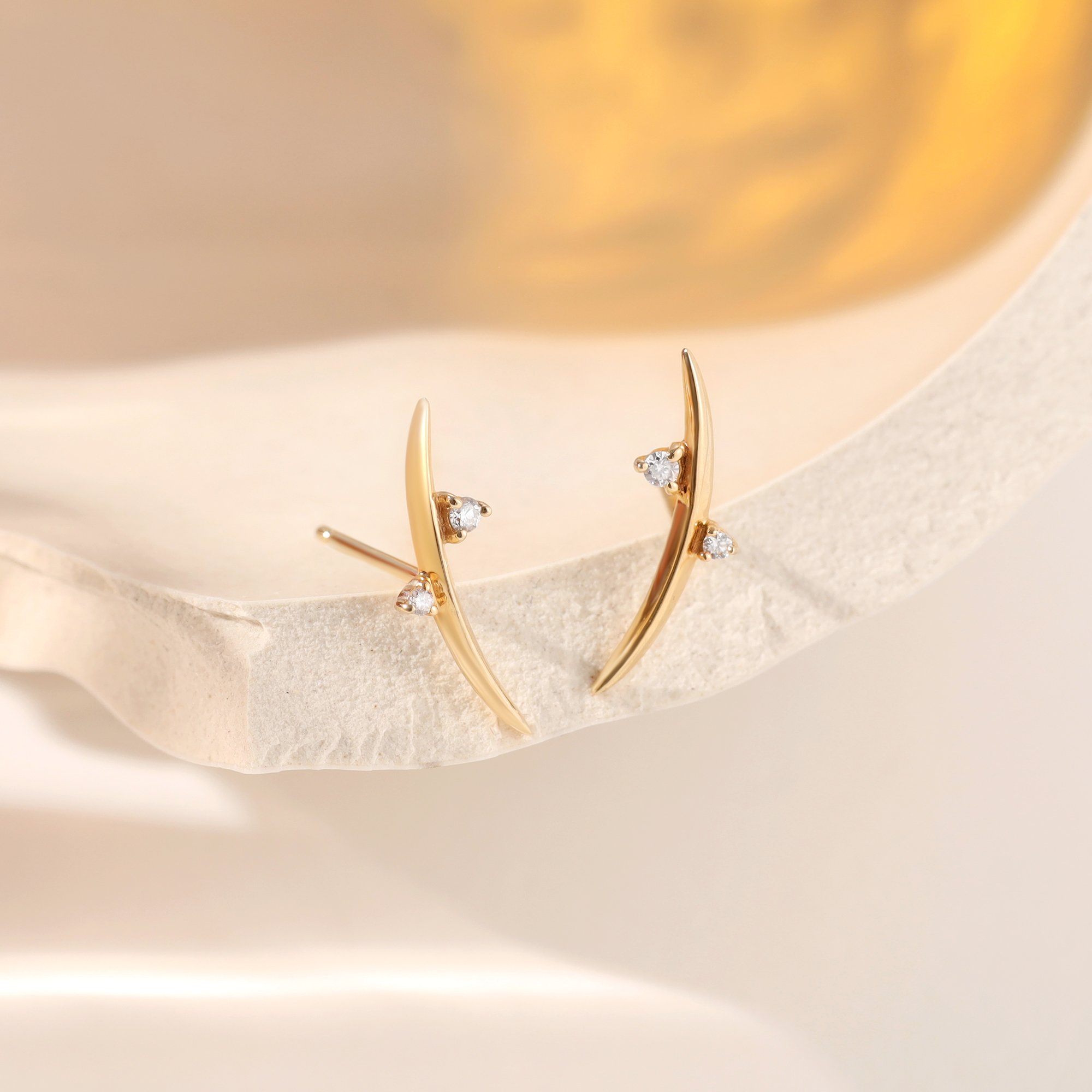 DORA | Diamond Arc Earrings Studs AURELIE GI