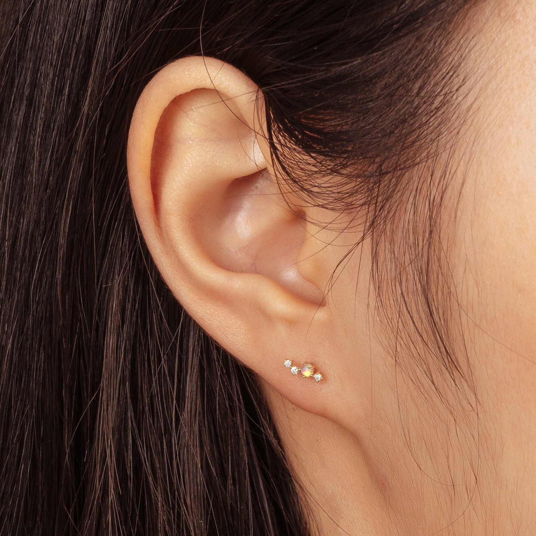 VENUS | Single Opal and Diamond Stud Studs AURELIE GI