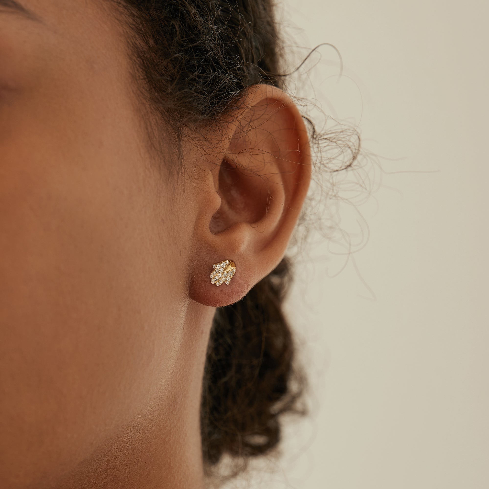 MIRIAM | Diamond Hamsa Single Stud Earring Earring Charms AURELIE GI