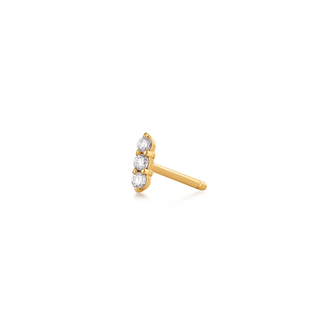 AGNES | Triple Diamond Single Stud Studs AURELIE GI Yellow