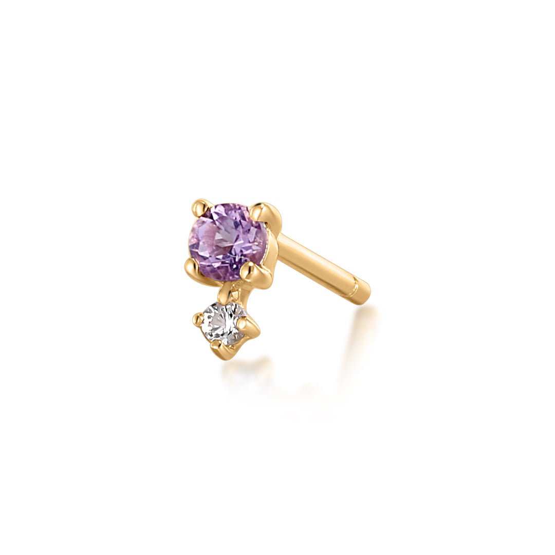 FEBRUARY | Amethyst and White Sapphire Single Earring Earring Charms AURELIE GI