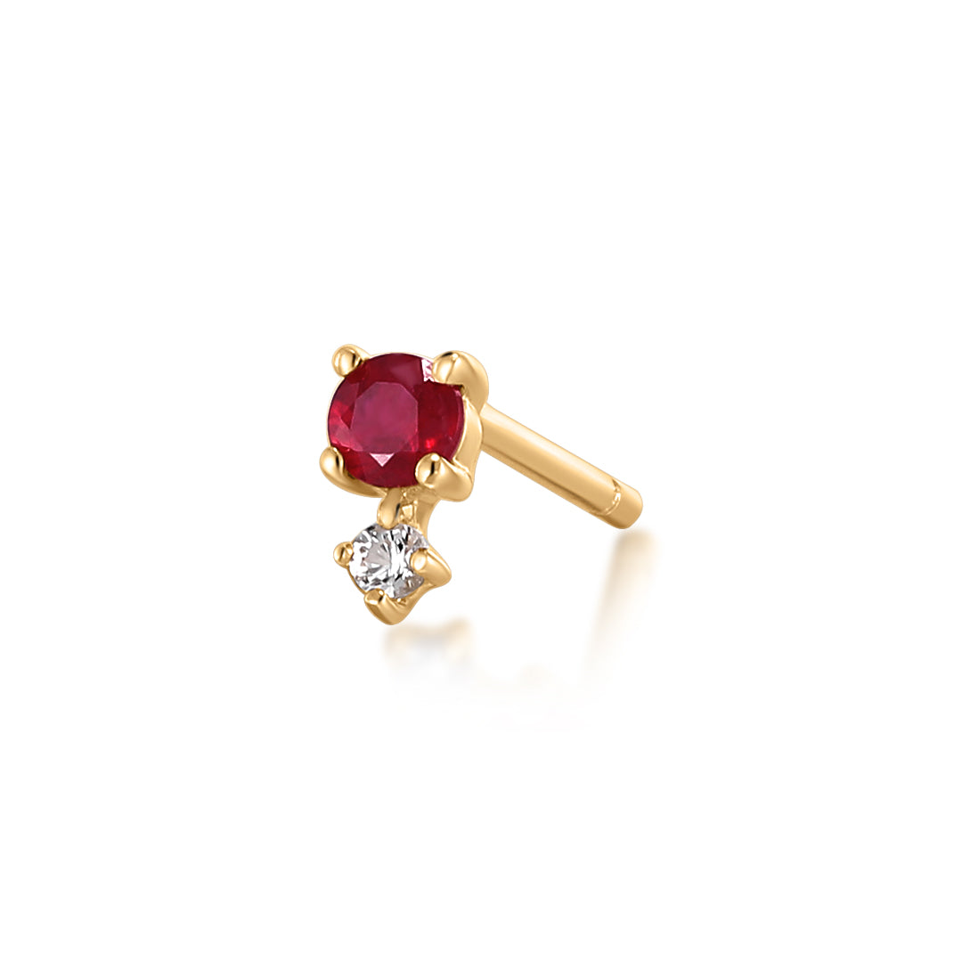 JULY | Ruby and White Sappphire Single Earring Earring Charms AURELIE GI
