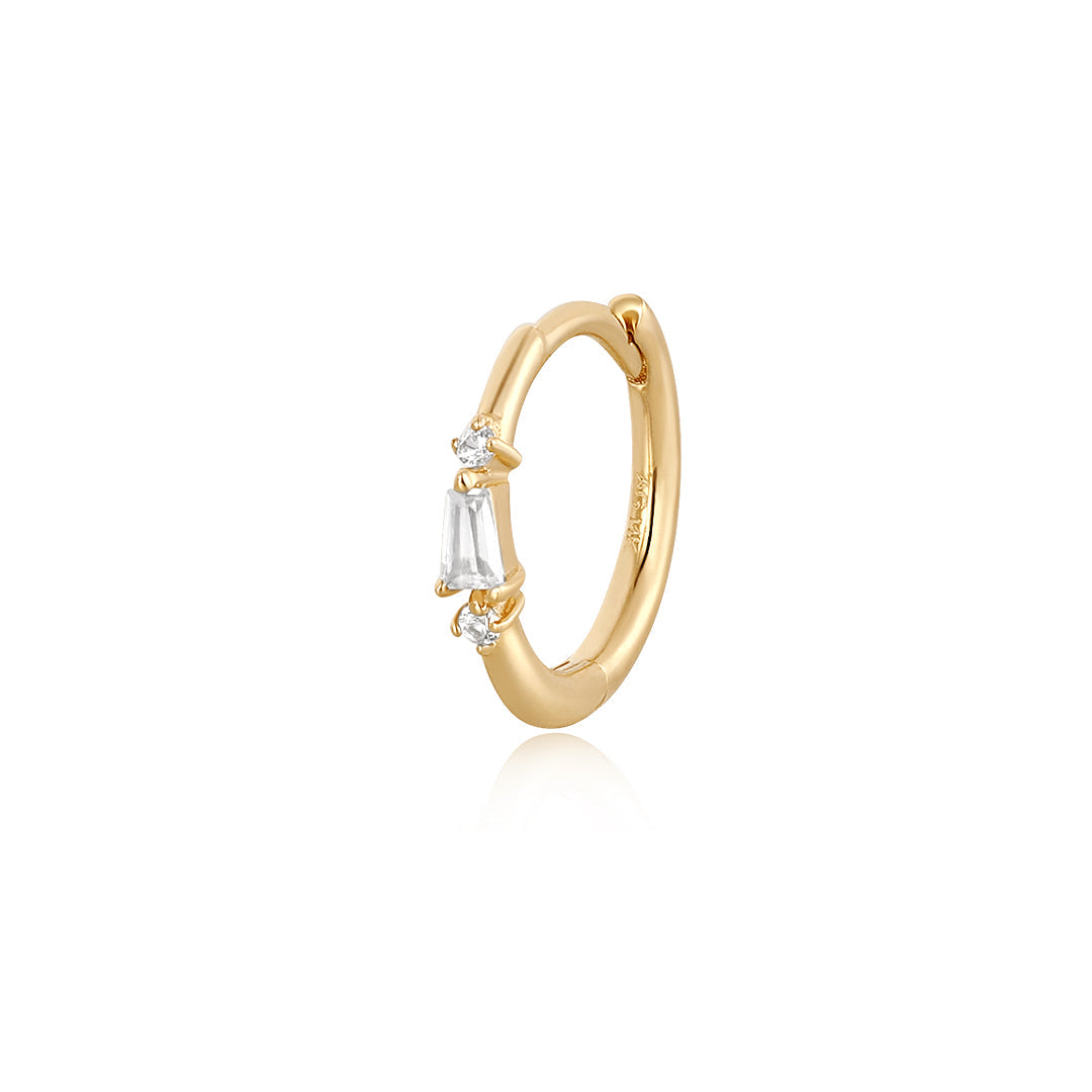 Alexia | Baguette White Sapphire Hoop Hoops & Huggies AURELIE GI Plain Gold Single