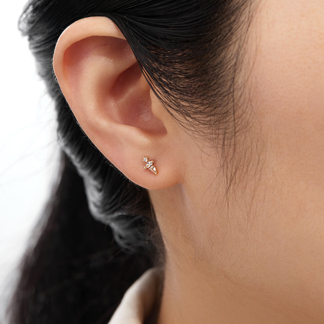 LANI | Pear and Round White Sapphire Stud Earring Earrings AURELIE GI