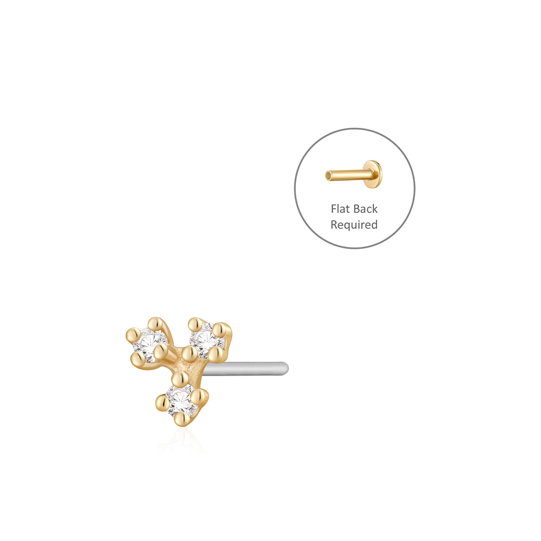 Aurelie Gi 14K gold Diamond Threadless Flatback Earring