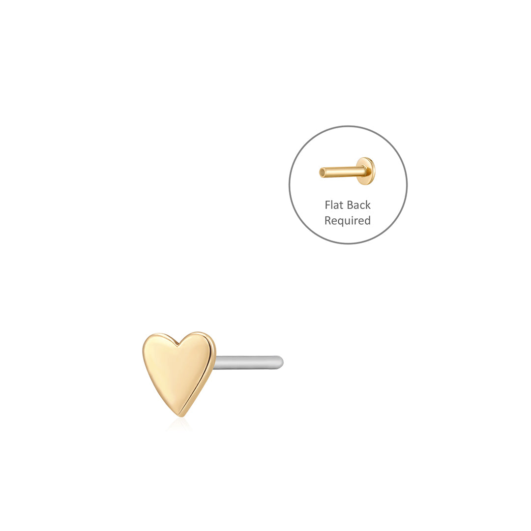aurelie gi 14k gold Heart Threadless Flatback Earring