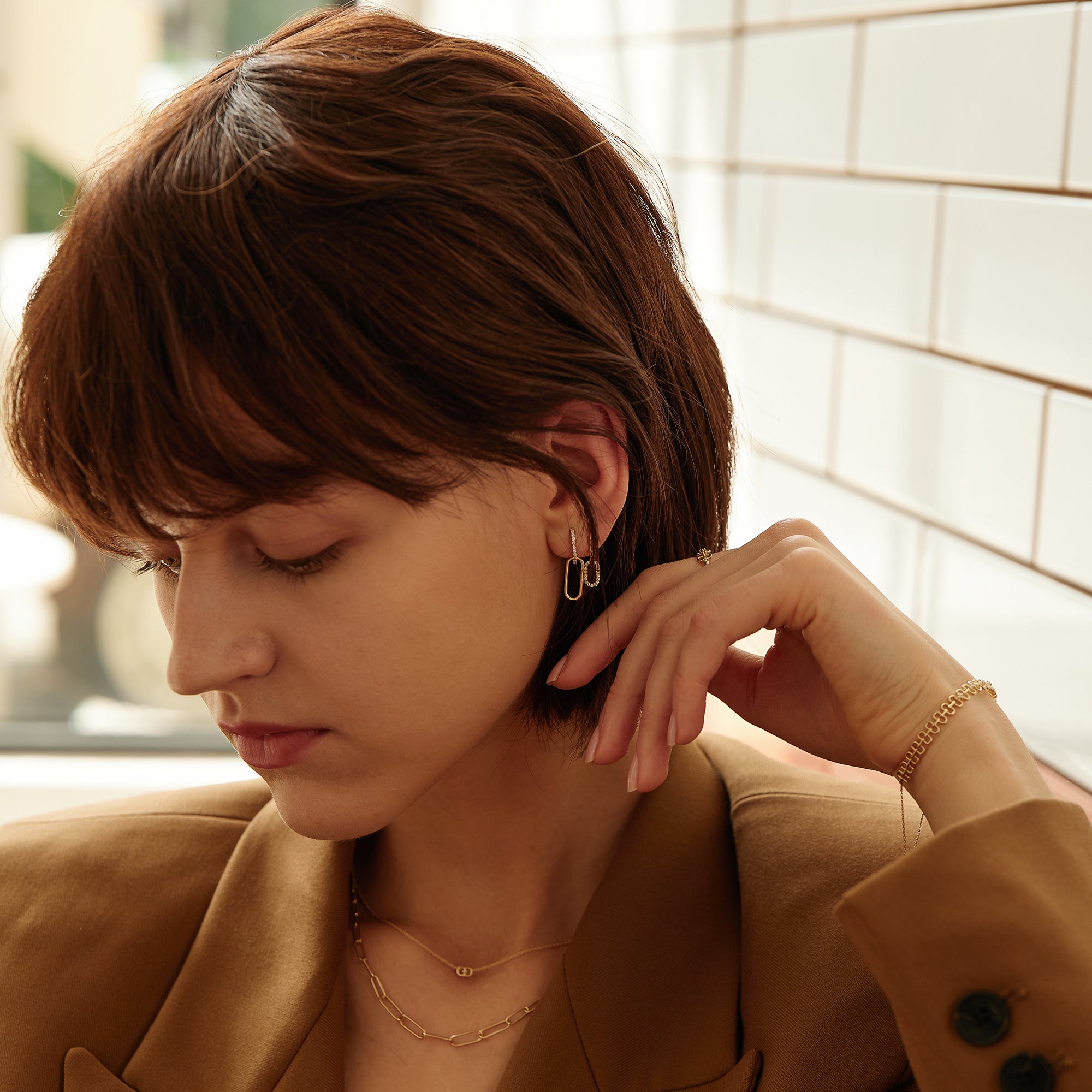 ISLA | Floating Diamond Paper Clip Halo Necklace Necklaces AURELIE GI