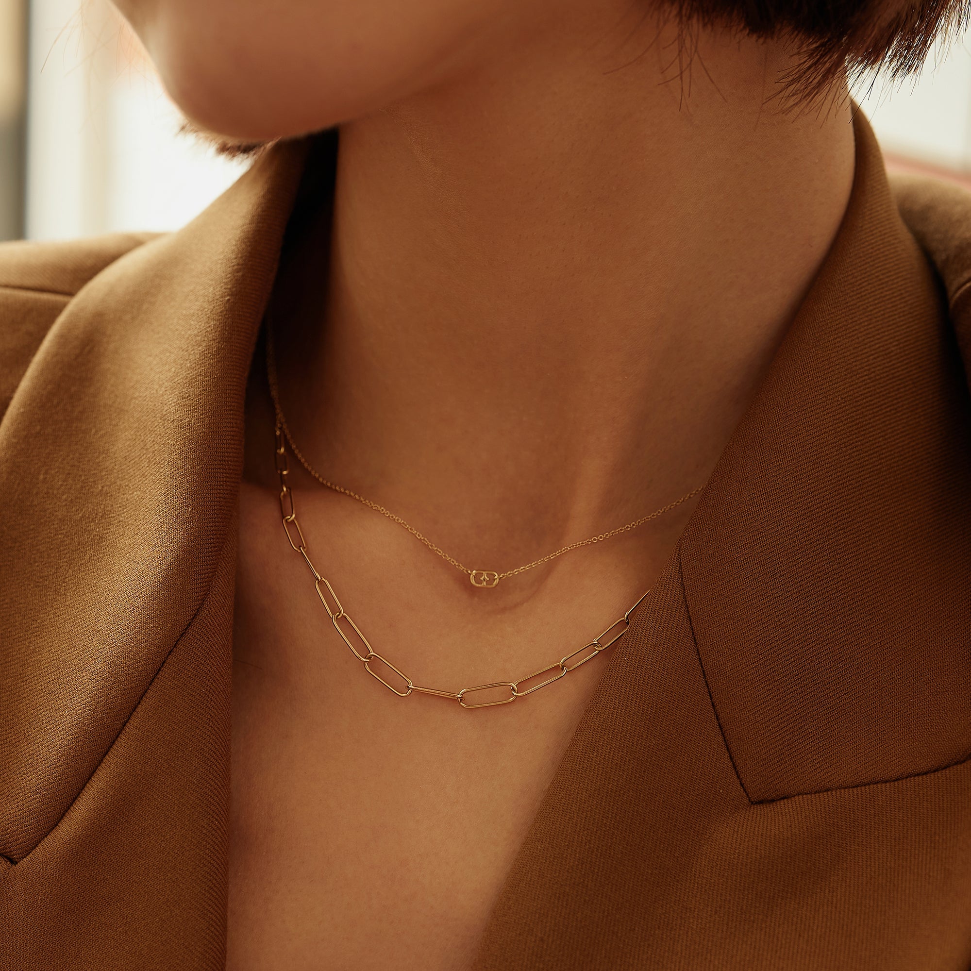 ISLA | Floating Diamond Paper Clip Halo Necklace Necklaces AURELIE GI