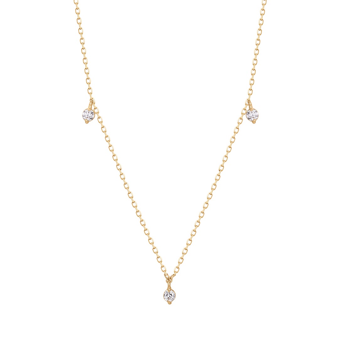 CRESSIDA | Floating Triple Diamond Necklace Necklaces AURELIE GI Yellow
