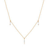 Marina | Floating Triple Baguette White Sapphire Necklace Necklaces AURELIE GI Plain Gold 