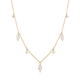 MEADOW | Pear and Round White Sapphire Drop Necklace Necklaces AURELIE GI Yellow Gold 