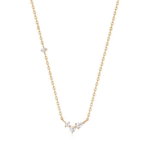 CAMI | Pear and Round White Sapphire Necklace Necklaces AURELIE GI Yellow Gold 