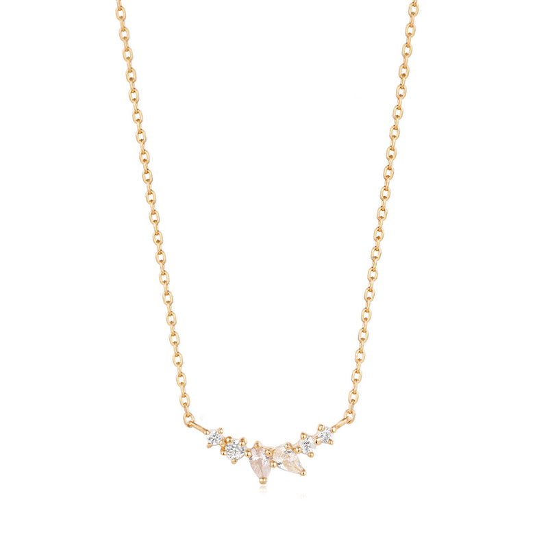 ADORA | Pear and Round White Sapphire Necklace Necklaces AURELIE GI Yellow Gold 