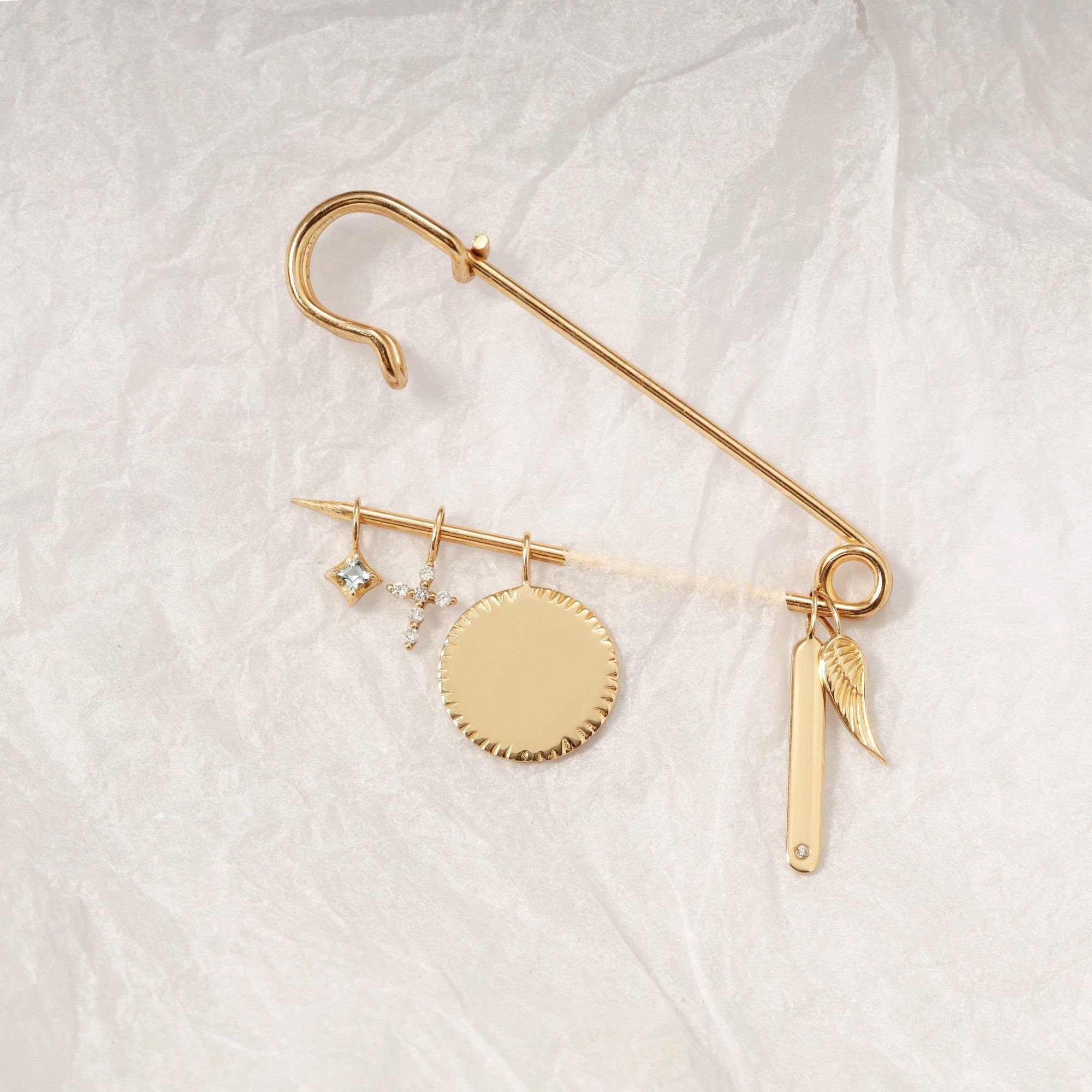 GRACE | Diamond Cross Charm Necklace Charms AURELIE GI