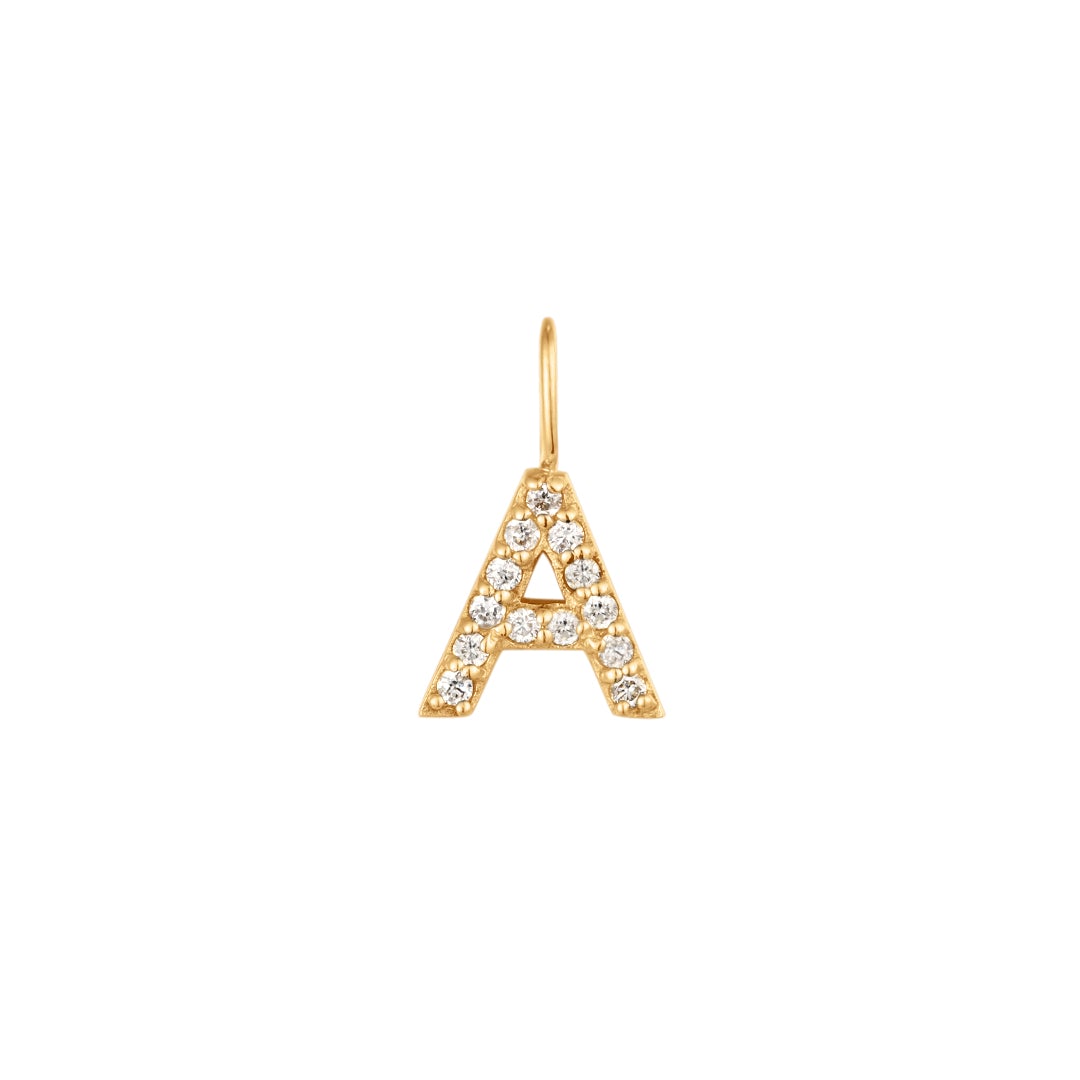 A | Diamond Initial Charm Necklace Charms AURELIE GI