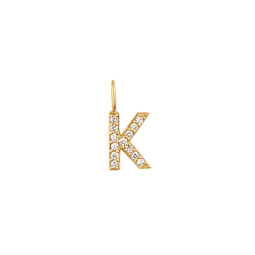 K | Diamond Initial Charm Necklace Charms AURELIE GI