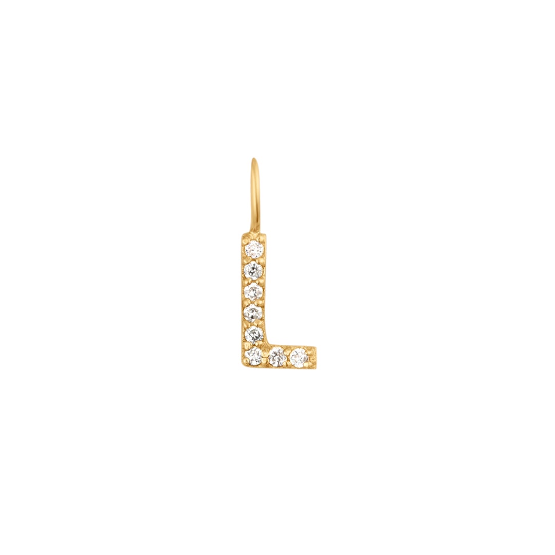 L | Diamond Initial Charm Necklace Charms AURELIE GI