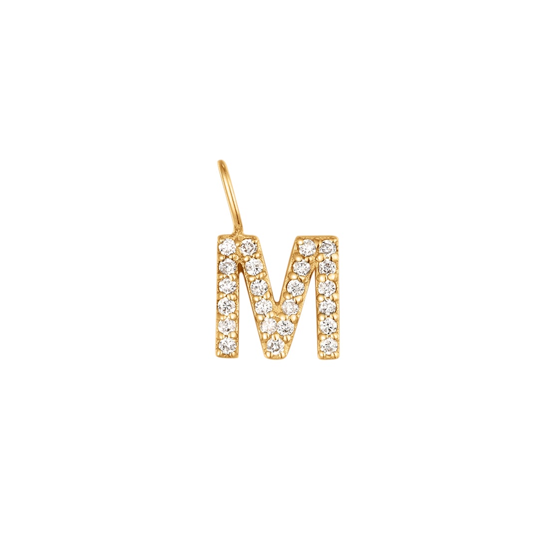 M | Diamond Initial Charm Necklace Charms AURELIE GI