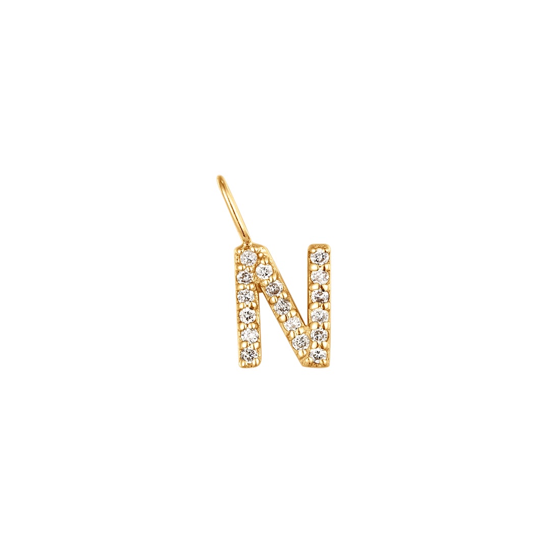 N | Diamond Initial Charm Necklace Charms AURELIE GI