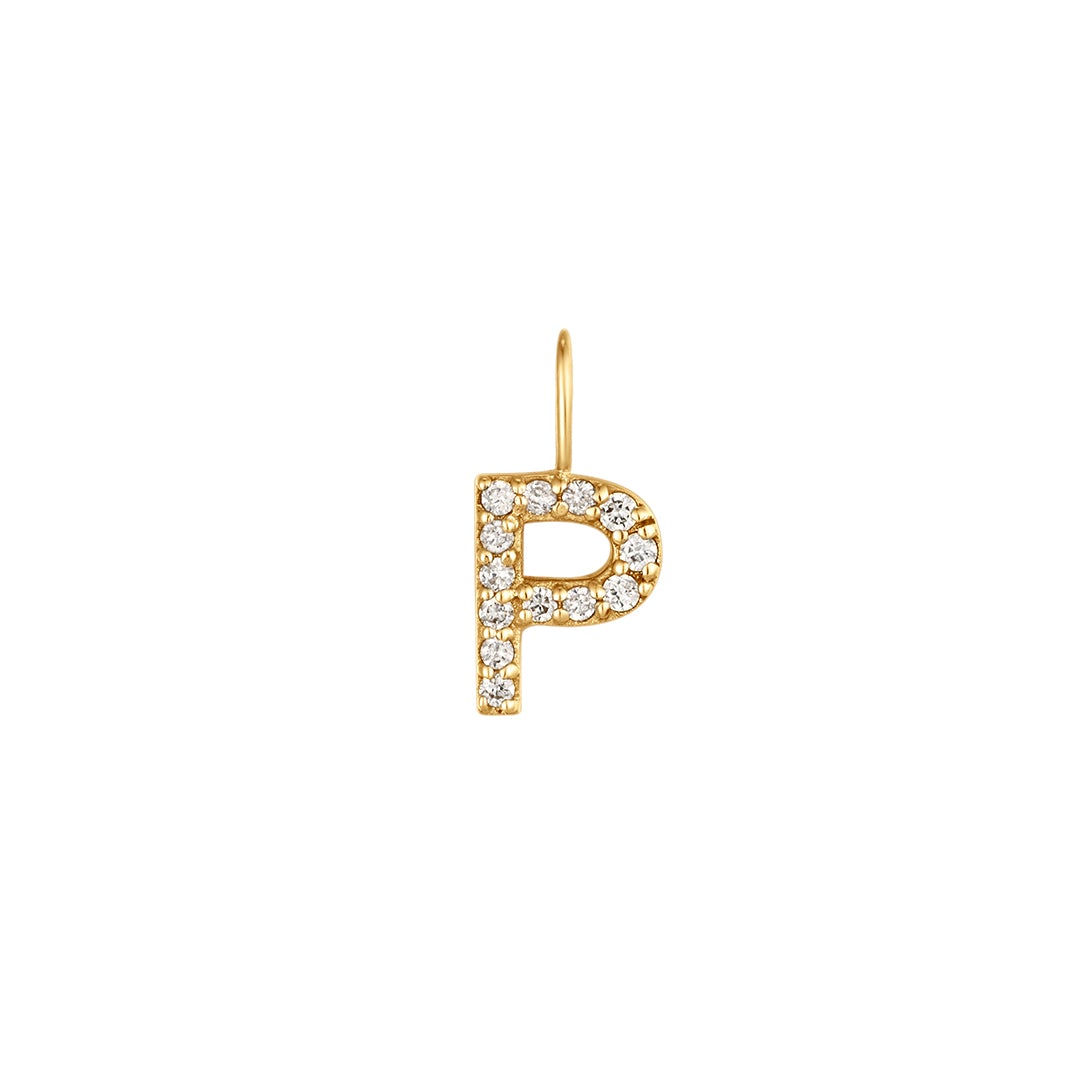 P | Diamond Initial Charm Necklace Charms AURELIE GI