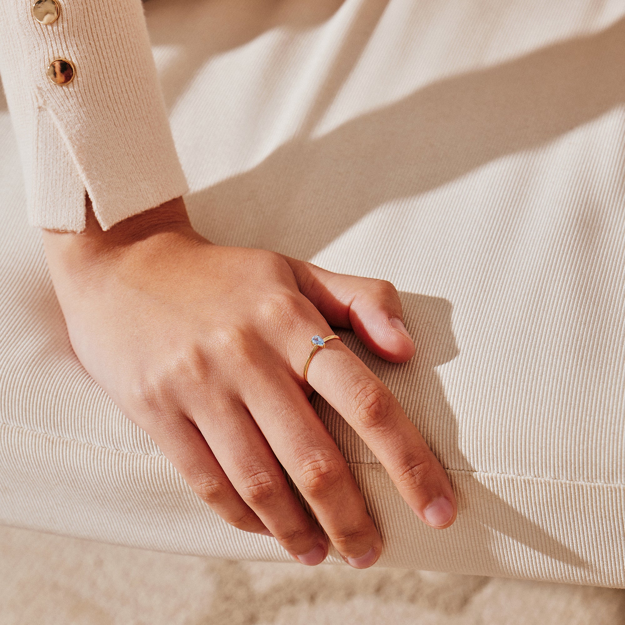 PERRY | Aquamarine Solitaire Ring Rings AURELIE GI