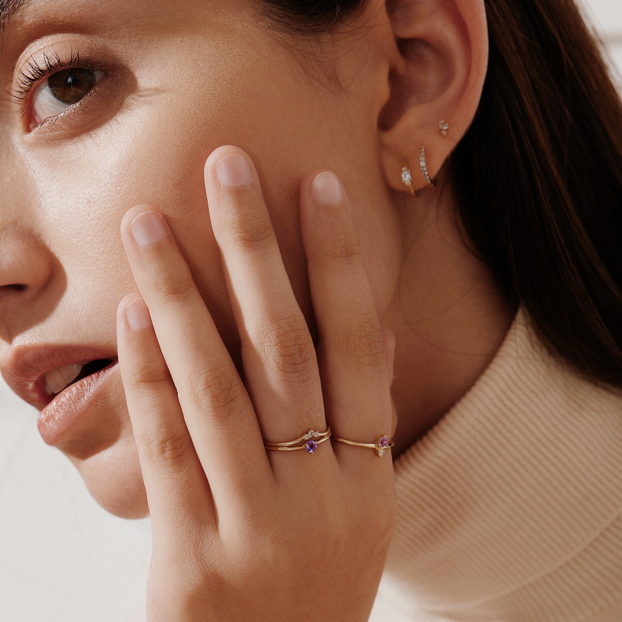 GEMMA | Curved Aquamarine and Diamond Ring Rings AURELIE GI