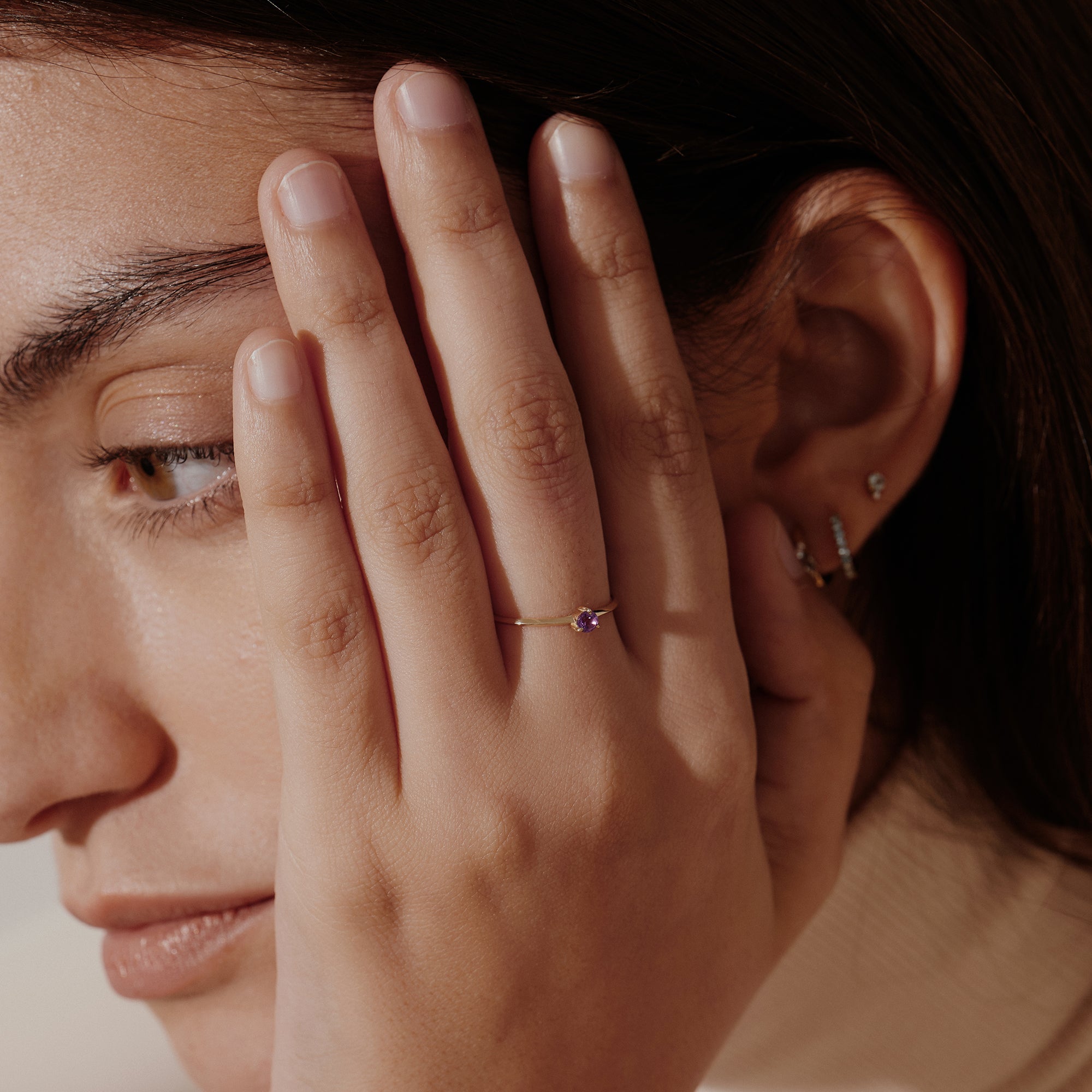 ELVA | Amethyst Solitaire Ring Rings AURELIE GI