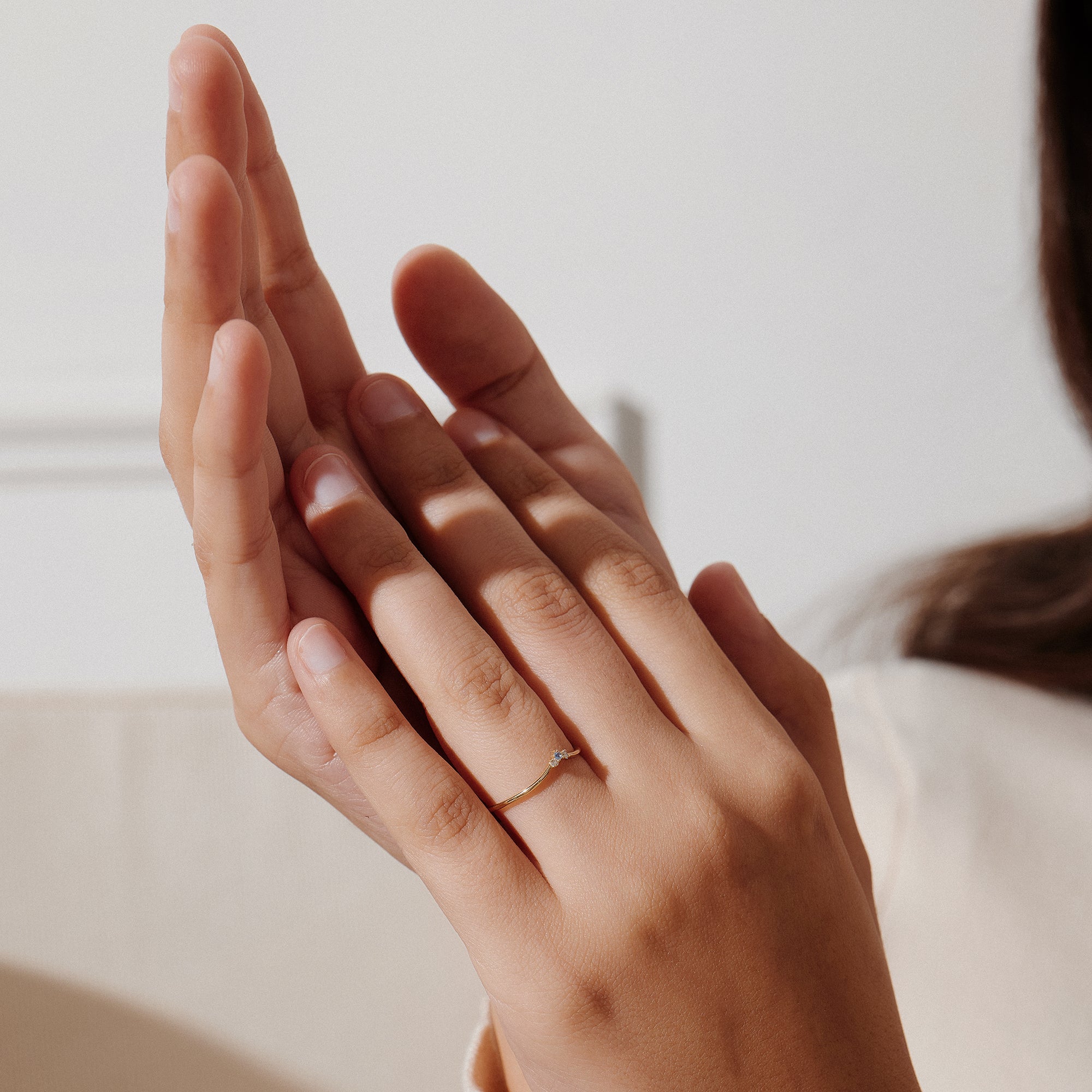 GEMMA | Curved Aquamarine and Diamond Ring Rings AURELIE GI