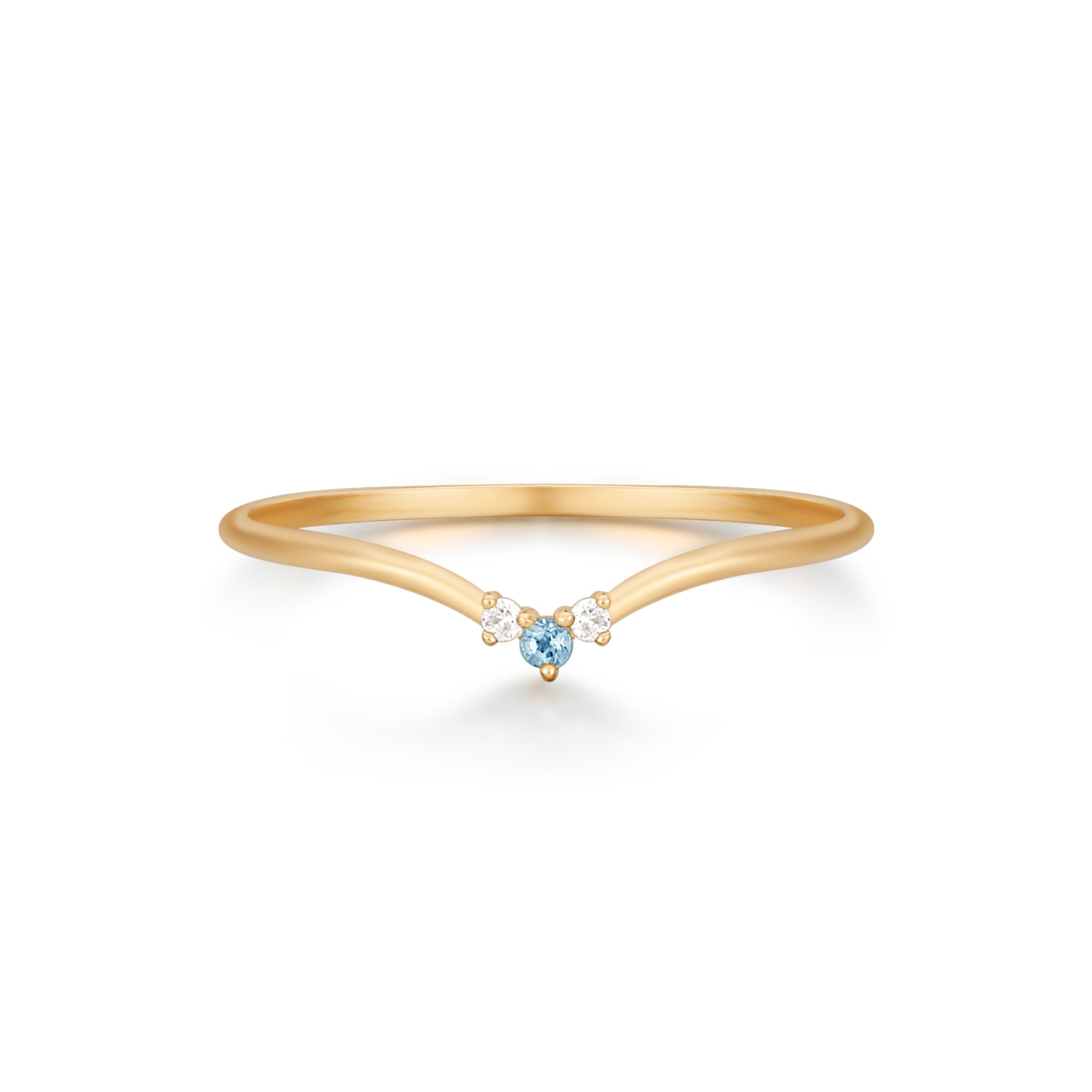 GEMMA | Curved Aquamarine and Diamond Ring Rings AURELIE GI