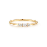 Selena | Baguette and Round White Sapphire Ring Rings AURELIE GI #5 Plain Gold 