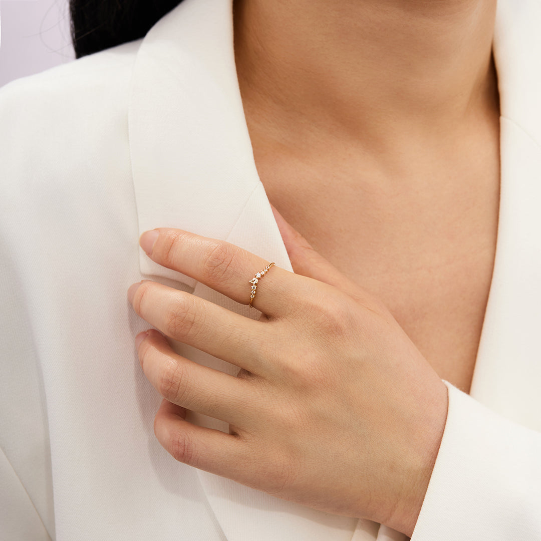 ADORA | Pear and Round White Sapphire Curved Ring Rings AURELIE GI