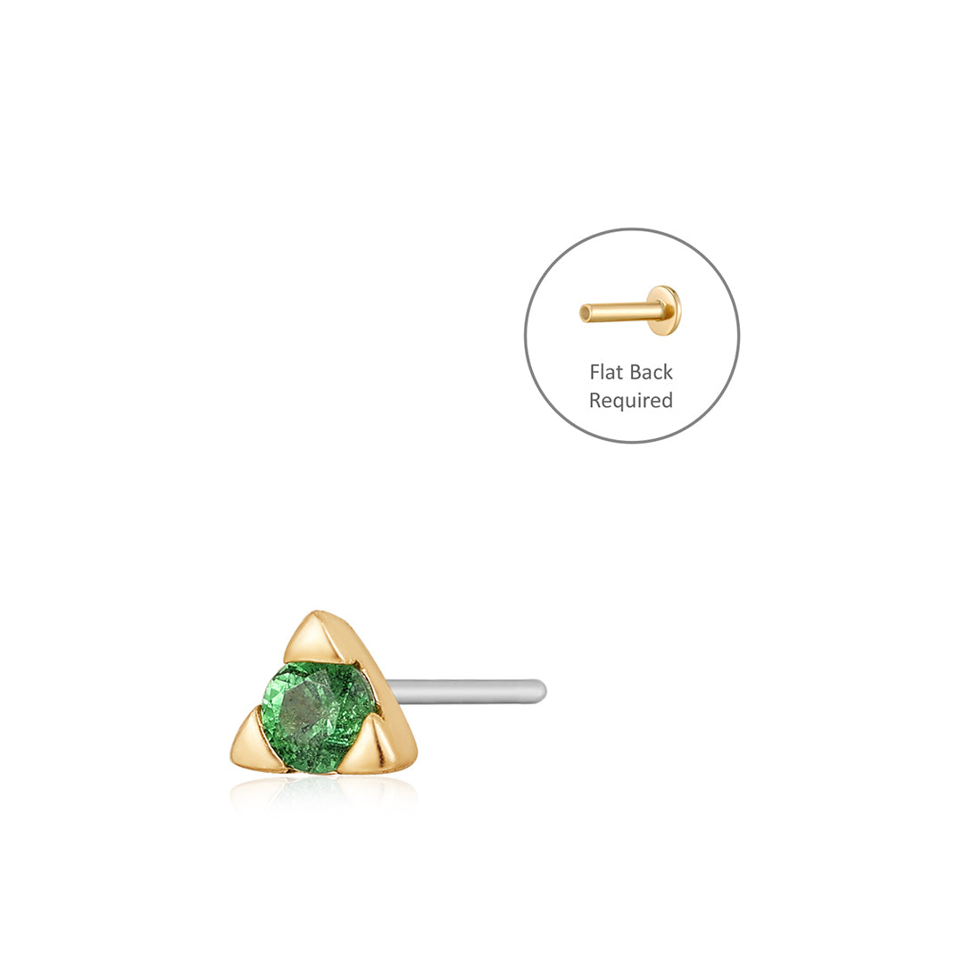 aurelie gi 14k gold Tsavorite Pyramid Threadless Flatback Earring