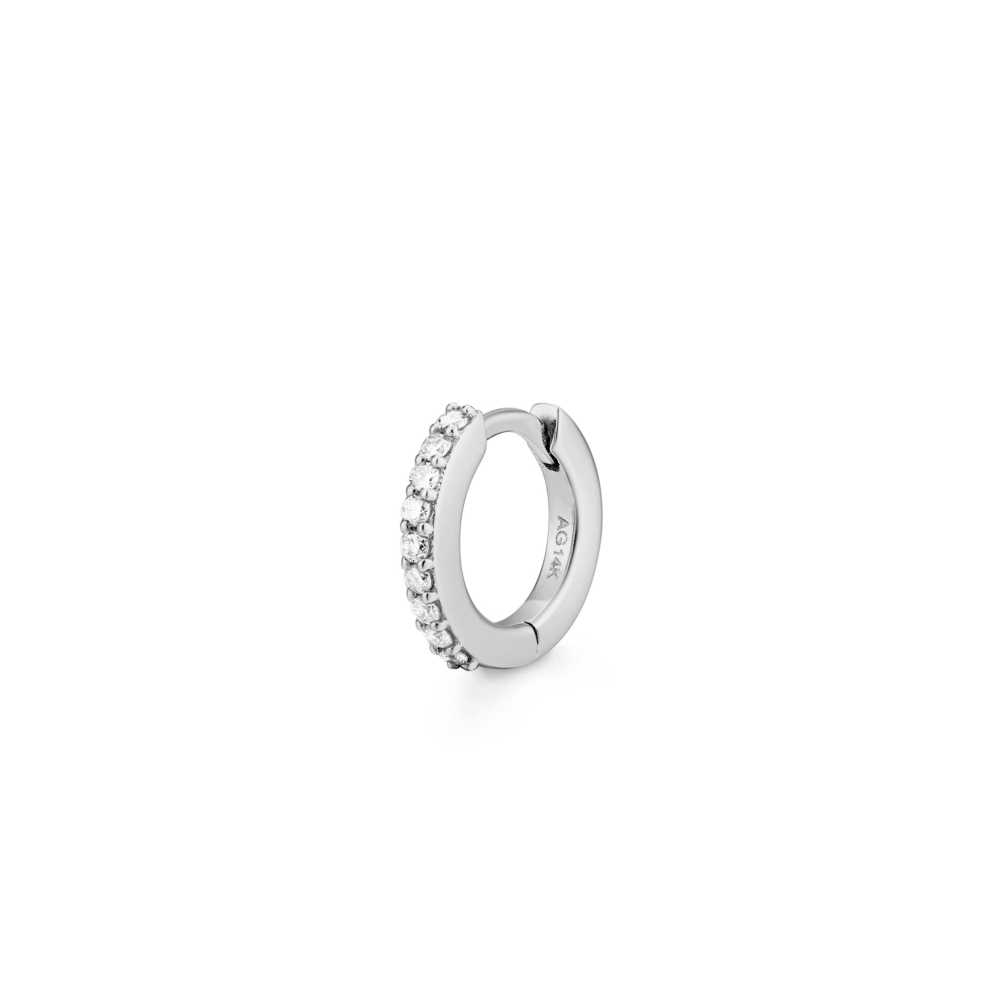 CARLY | Single Mini Diamond Huggie Hoop Hoops & Huggies AURELIE GI White Gold Single