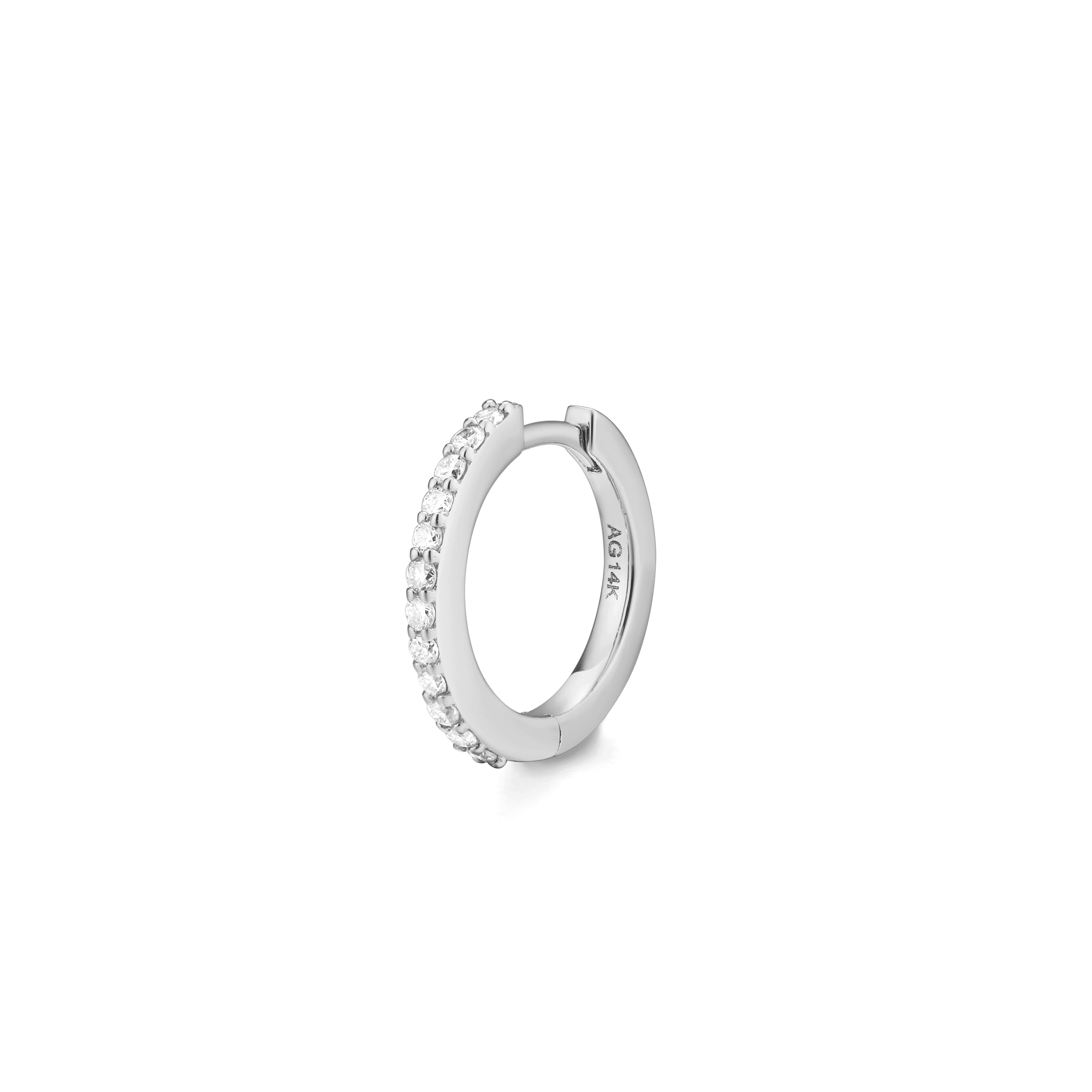 OLA | Single Diamond Pave Huggie Hoops & Huggies AURELIE GI White Gold Single