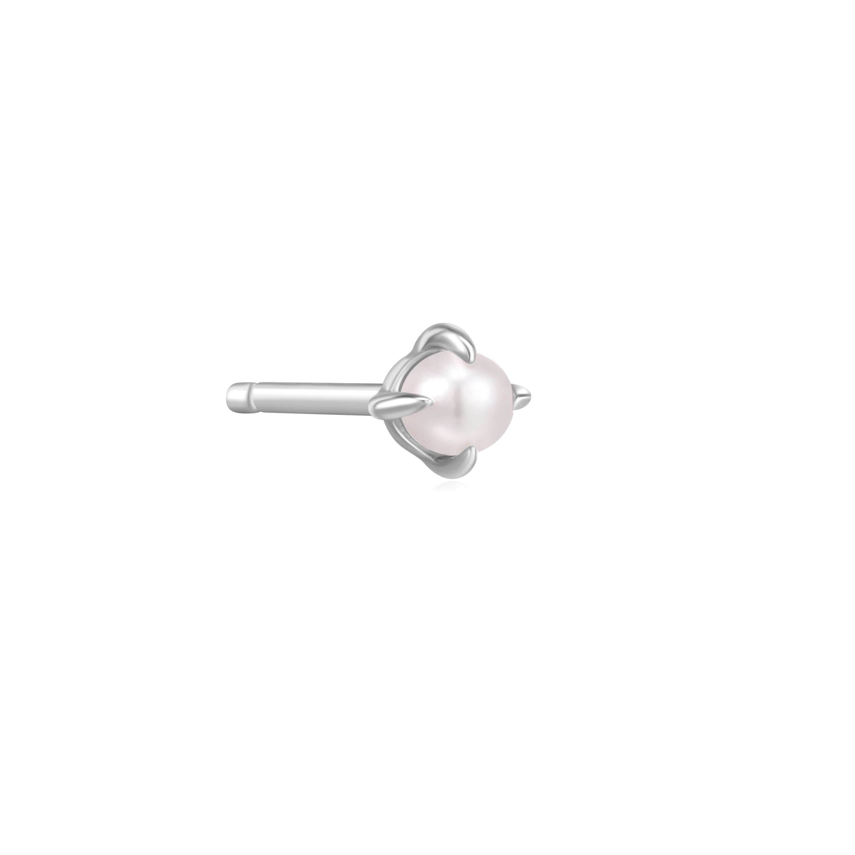 EVANGELINE | Single White Pearl Stud Earring Studs AURELIE GI White Gold